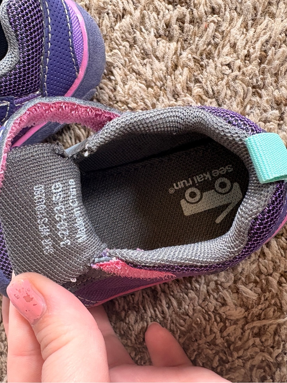 See Kai Run Girls Summit II US 4 Purple Hook & Loop Mesh Low Top - Picture 5 of 6